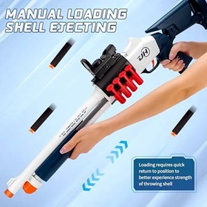 تفنگ اسباب بازی دولول پوکه پران تیر اسفنجی مدل Soft Bullet Toy Gun 2027_اسباب بازی