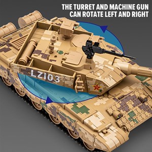 تانک فلزی موزیکال، چراغدار و دودزا مقیاس 1:36_اسباب بازی