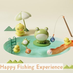 اسباب بازی سینک ظرفشویی و قلاب ماهیگیری 30 قطعه طرح قورباغه_اسباب بازی