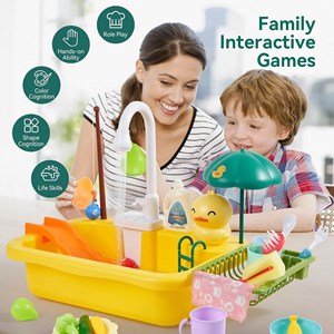 اسباب بازی سینک ظرفشویی و قلاب ماهیگیری 30 قطعه طرح اردک_اسباب بازی