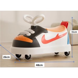 چهار چرخ موزیکال و چراغدار کودک طرح کتانی نایک رنگ صورتی_اسباب بازی