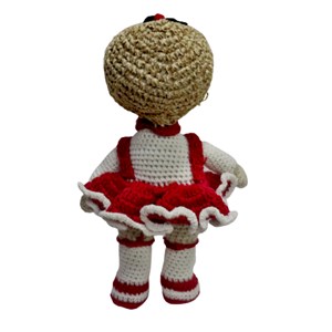 عروسک دست ساز بافتنی مدل دختر دامن قرمز_اسباب بازی