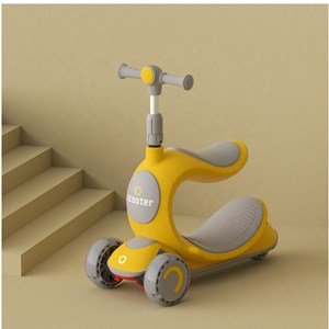 اسکوتر سه‌ چرخه چند کاره SCOOTER 3 in 1 با چرخ های چراغدار ژله ای_اسباب بازی