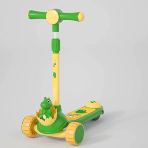 اسکوتر 3 کاره صندلی دار تاشو با 5 چرخ چراغدار و موزیکال رنگ سبز_اسباب بازی