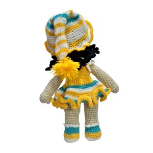 عروسک دست ساز بافتنی مدل دختر پیرهن زرد _اسباب بازی