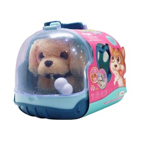 سگ خانگی به همراه قفس و وسایل آرایشی رنگ کرم کد 1059_اسباب بازی