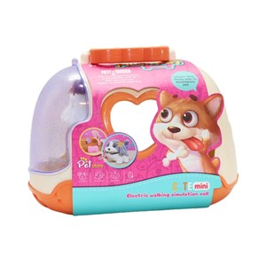 گربه خانگی به همراه قفس و وسایل آرایشی رنگ سفید قهوه ای کد 1062_اسباب بازی