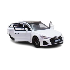 ماشین فلزی آئودی موزیکال با چراغ، کمک‌ فنر و درب‌ های بازشو رنگ سفید_اسباب بازی