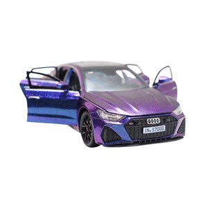 ماشین فلزی آئودی موزیکال با چراغ، کمک‌ فنر و درب‌ های بازشو رنگ بنفش_اسباب بازی