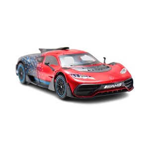 ماشین فلزی بنز موزیکال با چراغ، کمک‌ فنر و درب‌ های بازشو رنگ قرمز_اسباب بازی