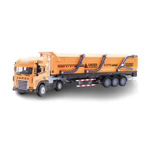 ماشین تریلی فلزی موزیکال با چراغ روشن و کانکس بازشو رنگ نارنجی_اسباب بازی