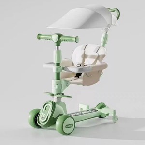 اسکوتر سایبان و حفاظ دار چند کاره رنگ سبز_اسباب بازی