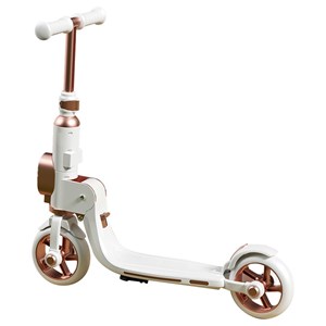 اسکوتر تاشو چراغدار با ترمز عقب و بدنه آلومینیومی رنگ سفید_اسباب بازی
