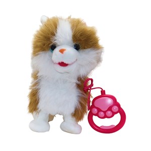 عروسک رباتیک گربه پشمالو موزیکال سنسور دار با دسته ی کنترلی رنگ قهوه ای مدل 5535_اسباب بازی