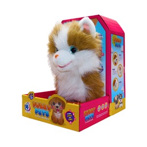 عروسک رباتیک گربه پشمالو موزیکال سنسور دار با دسته ی کنترلی رنگ قهوه ای مدل 5535_اسباب بازی