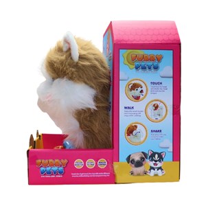 عروسک رباتیک گربه پشمالو موزیکال سنسور دار با دسته ی کنترلی رنگ قهوه ای مدل 5535_اسباب بازی