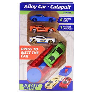ست ماشین مسابقه‌ ای فلزی با پرتابگر مجموعه 4 عددی مدل 2853_4 Alloy Car Catapult_اسباب بازی