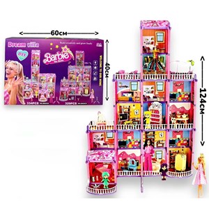 ست خانه عروسکی باربی 6 طبقه  همراه با وسایل و عروسک مدل BB2023_اسباب بازی