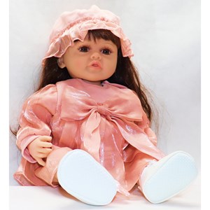 عروسک سیلیکونی دختر بچه 50 سانتی سخنگو با کلاه صورتی_اسباب بازی