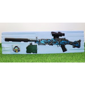 تفنگ اسباب‌ بازی شارژی تیر ژله‌ ای دو حالته با دوربین رنگ آبی مدل M249 554C_اسباب بازی