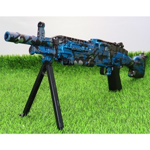 تفنگ اسباب‌ بازی شارژی تیر ژله‌ ای دو حالته با دوربین رنگ آبی مدل M249 554C_اسباب بازی