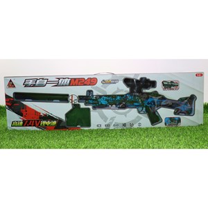 تفنگ اسباب‌ بازی شارژی تیر ژله‌ ای دو حالته با دوربین رنگ آبی مدل M249 554C_اسباب بازی