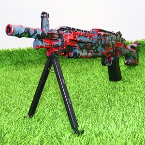 تفنگ اسباب بازی شارژی تیر ژله ای دو حالته با دوربین رنگ قرمز مدل M249 554B_اسباب بازی