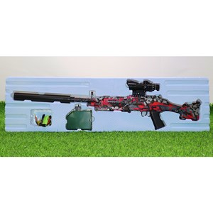 تفنگ اسباب‌ بازی شارژی تیر ژله‌ ای دو حالته با دوربین رنگ قرمز مدل M249 554B_اسباب بازی