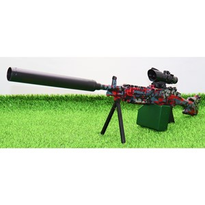 تفنگ اسباب‌ بازی شارژی تیر ژله‌ ای دو حالته با دوربین رنگ قرمز مدل M249 554B_اسباب بازی