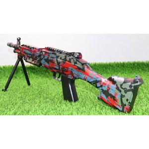 تفنگ اسباب‌ بازی شارژی تیر ژله‌ ای دو حالته با دوربین رنگ قرمز مدل M249 554B_اسباب بازی