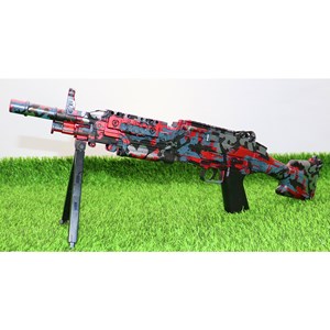 تفنگ اسباب‌ بازی شارژی تیر ژله‌ ای دو حالته با دوربین رنگ قرمز مدل M249 554B_اسباب بازی