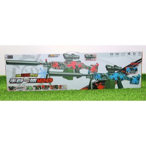 تفنگ اسباب‌ بازی شارژی تیر ژله‌ ای دو حالته با دوربین رنگ قرمز مدل M249 554B_اسباب بازی