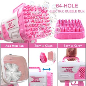 تفنگ اسباب بازی حباب ساز شارژی چراغ دار با 64 سوراخ مدل Rocket Bubble Gun_اسباب بازی