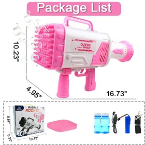 تفنگ اسباب بازی حباب ساز شارژی چراغ دار با 64 سوراخ مدل Rocket Bubble Gun_اسباب بازی