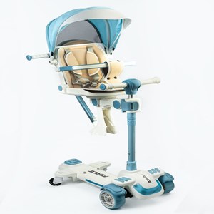 اسکوتر تعادلی کالسکه ای سه چرخ چراغدار و موزیکال مدل ms-113 رنگ آبی