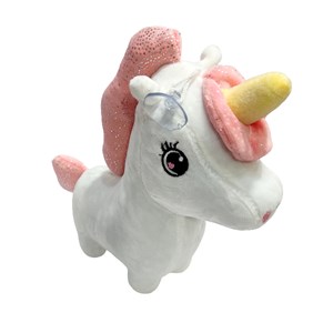 عروسک پولیشی مدل اسب تک شاخ سفید پروانه ای ارتفاع 25 سانتی متر Unicorn_اسباب بازی
