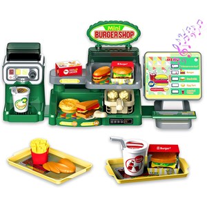 ست اسباب بازی موزیکال فروشگاه همبرگر همراه با دستگاه آبمیوه گیری 35 تکه مدل Mini Burger shop playhouse Toys A1463660Q-U