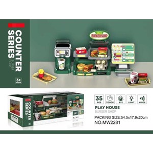 ست اسباب بازی موزیکال فروشگاه همبرگر همراه با دستگاه آبمیوه گیری 35 تکه مدل Mini Burger shop playhouse Toys A1463660Q-U