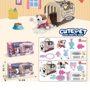 عروسک توله سگ اسباب بازی حیوانات خانگی همراه با قفس و لوازم جانبی Puppy Pet Toys & Accessories_اسباب بازی