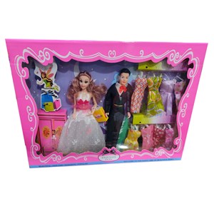 ست اسباب بازی عروسک باربی مفصلی عروس و داماد مجموعه 2 عددی با لوازم جانبی Barbie_اسباب بازی