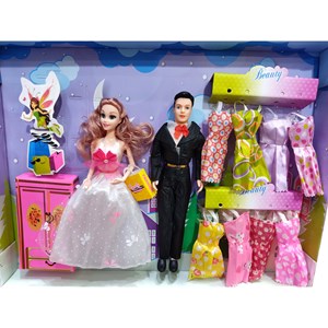 ست اسباب بازی عروسک باربی مفصلی عروس و داماد مجموعه 2 عددی با لوازم جانبی Barbie_اسباب بازی