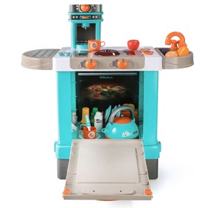 اسباب بازی ست آشپزخانه دخترانه آبی 42 پارچه برند ژیونگ چنگ مدل KIDS COOK LITTLE CHEF XIONG CHENG 008939A