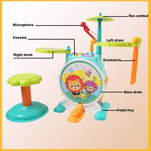 اسباب بازی موزیکال جاز و درام بزرگ هولی تویز مدل 3130 Hola Toys Dimple Electric Big Toy Drum Set for Kids