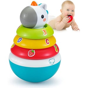 اسباب بازی حلقه هوش تعادلی و جغجغه یونیکورن هولی تویز مدل 3136 Hola Toys Rings Baby Toy with Unicorn_اسباب بازی