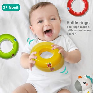 اسباب بازی حلقه هوش تعادلی و جغجغه یونیکورن هولی تویز مدل 3136 Hola Toys Rings Baby Toy with Unicorn_اسباب بازی