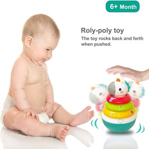 اسباب بازی حلقه هوش تعادلی و جغجغه یونیکورن هولی تویز مدل 3136 Hola Toys Rings Baby Toy with Unicorn_اسباب بازی