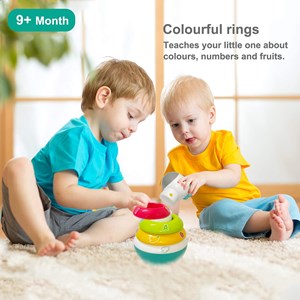 اسباب بازی حلقه هوش تعادلی و جغجغه یونیکورن هولی تویز مدل 3136 Hola Toys Rings Baby Toy with Unicorn_اسباب بازی