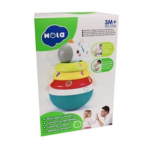 اسباب بازی حلقه هوش تعادلی و جغجغه یونیکورن هولی تویز مدل 3136 Hola Toys Rings Baby Toy with Unicorn_اسباب بازی