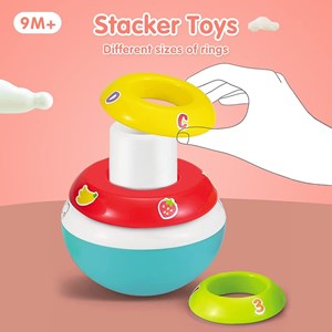 اسباب بازی حلقه هوش تعادلی و جغجغه یونیکورن هولی تویز مدل 3136 Hola Toys Rings Baby Toy with Unicorn_اسباب بازی