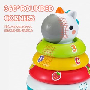 اسباب بازی حلقه هوش تعادلی و جغجغه یونیکورن هولی تویز مدل 3136 Hola Toys Rings Baby Toy with Unicorn_اسباب بازی